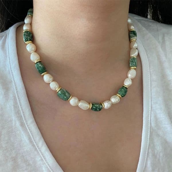 2024 temperament personality natural lapis lazuli freshwater pearl necklace European and American holiday beach necklace 250407bj