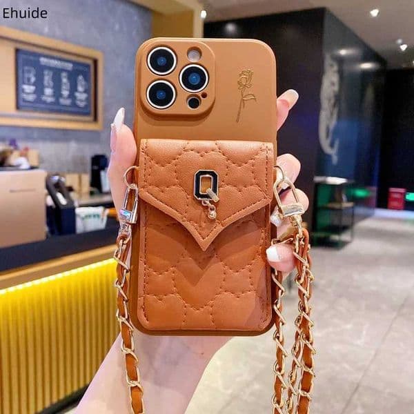Luxury Love Rose Wallet Strap Case for iPhone 16 Pro Max 11 12 13 14 15 Plus 16E 17 Air X XS Card Bag Crossbody Lanyard Leather Cover Y250923aw