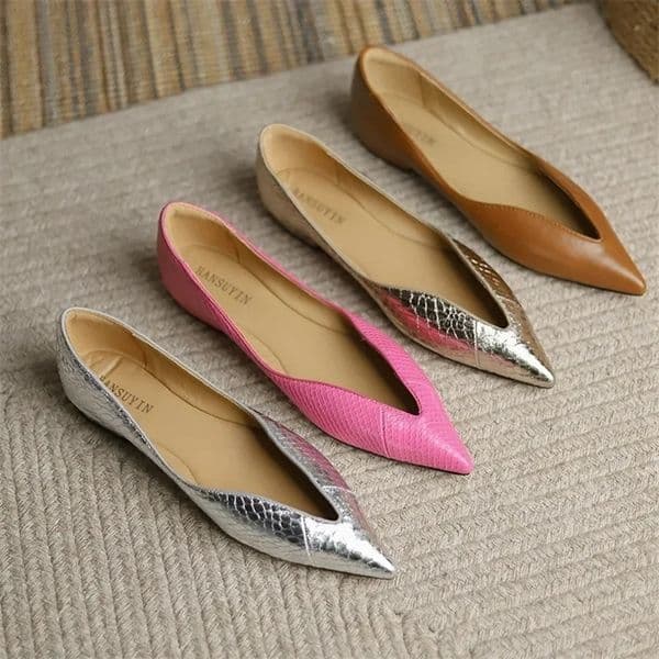 Women Shoe Temperament Summer French Pointed Leather Shoe Simple Comfort Single Shoe Sheepskin Elegant Low Heel 250305bj