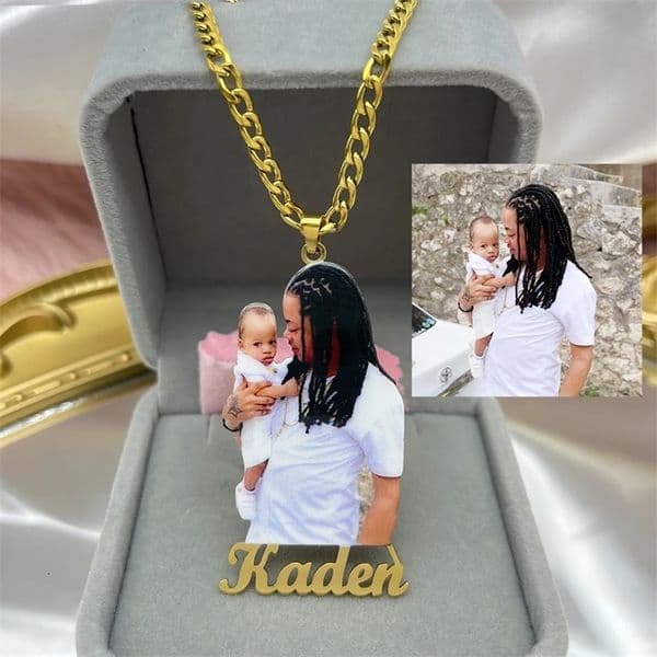 Custom Name Po Necklace rens Po Necklace Stainless Steel Colorful Picture Necklace For Family Commemorate Gift 250228