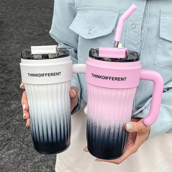 29.08oz Large Capacity Insulated Water Cup Girls Coffee Straw Portable Christmas Gift 240425bj