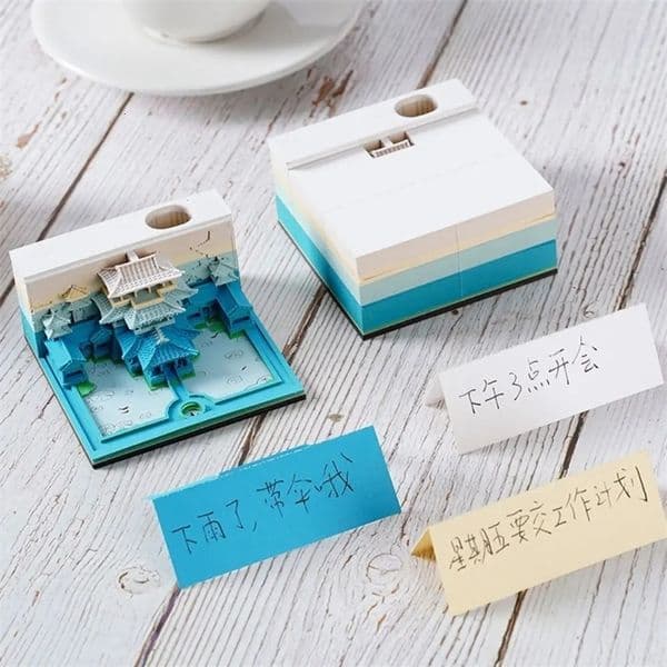 Temple Castle Universe 3D Carving Sticky Notes Message Paper Post Memos 3D Sticky Notepad Hand-tear Handmade Crafts 240604