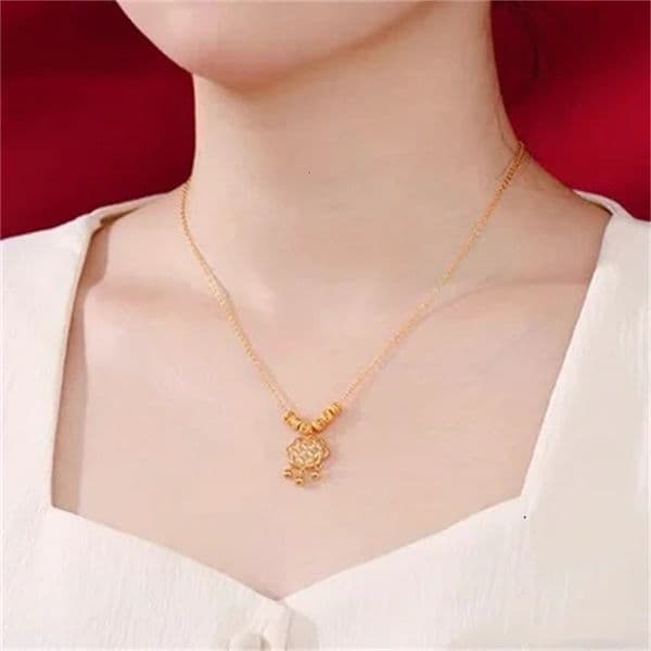Pure gold 999 necklace safe lock inlaid mother-of-pearl necklace AU750 female clavicle chain 24K for girls 240528