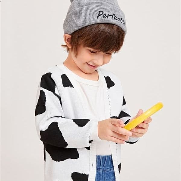 Toddler Boys Cow Pattern Cardigan SHE01