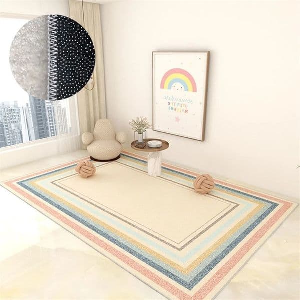 Simple Girly Carpets for Living Room Ins Style Large Area Bedside Rug Wool Plush Rugs for Bedroom Decor Soft Cloakroom Carpet 240603