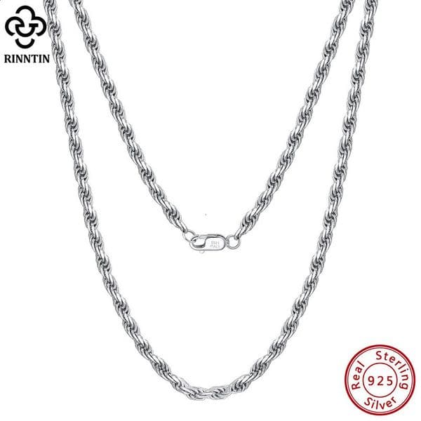 Rinntin y 925 Sterling Silver DiamondCut Rope Chain Necklace For Men Women Fashion Italian Neck Jewelry SC29 241226