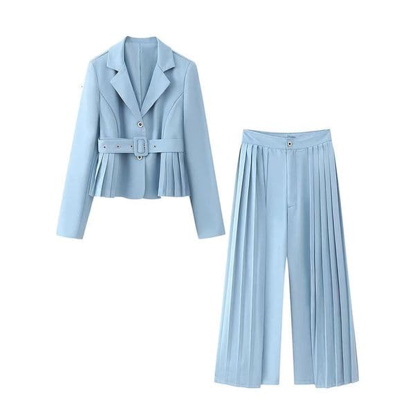 Womens Fashion Unique and Elegant Wrinkled Suit Pant Set 240423