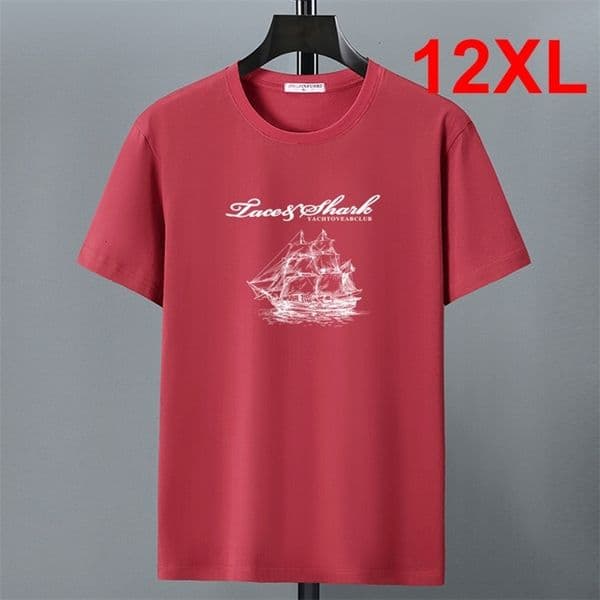 Men's T-Shirts Green T-shirt Summer Tshirt Men Cotton T Shirt 10XL 12XL Big Size Short Sleeve Tops Tees Male Print Shirt Red Grey 230414