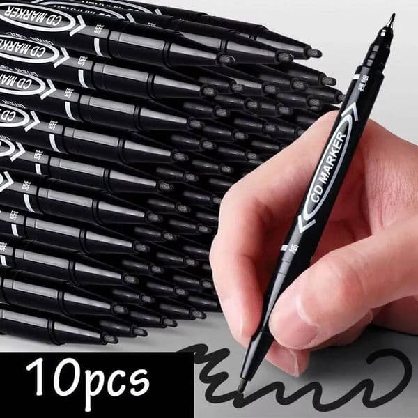 Bestseller 10Pcs/set Double Tip Art Black/Blue/Red ink Permanent Paint Marker Pen for Plastic Wood Stone Metal Glass Doodling Marking Graff ddmysat