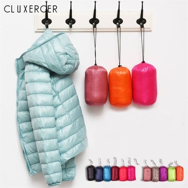 Ultra light duck down jackets women 2019 new Hooded winter coat Long Sleeve Warm Slim 7XL plus size jacket lady jaqueta feminina T200107