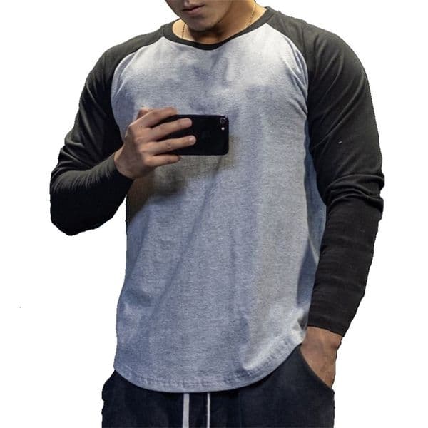 Men's T-Shirts Casual Long Sleeve T-shirt Men's Fitness Cotton Spliced Work T-shirt Men's Gym Exercise Top Spring Autumn Running Sportswear 230403