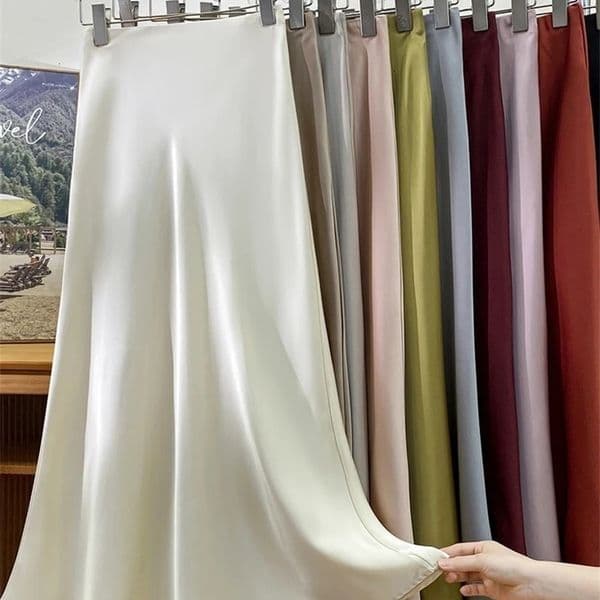Beiyingni Elegant Satin High Waist Skirts Women Elegant Korean Long Maxi Mermaid Skirt Casual Office Ladies A-line Faldas 240914