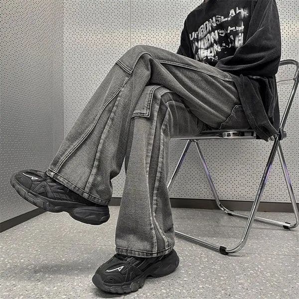 American style men and women spring and autumn high street workwear jeans hip-hop straight leg wide leg trendy casual pants y2k 231221