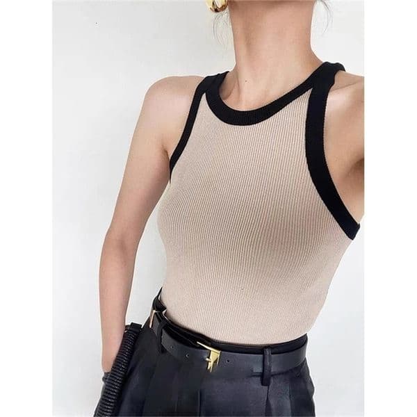 Camisoles Tanks Tank Top For Women Collision Color Camisole Undershirt Retro French Wear Suit Inside Slim Short Tops Casual Tank Tees 230413