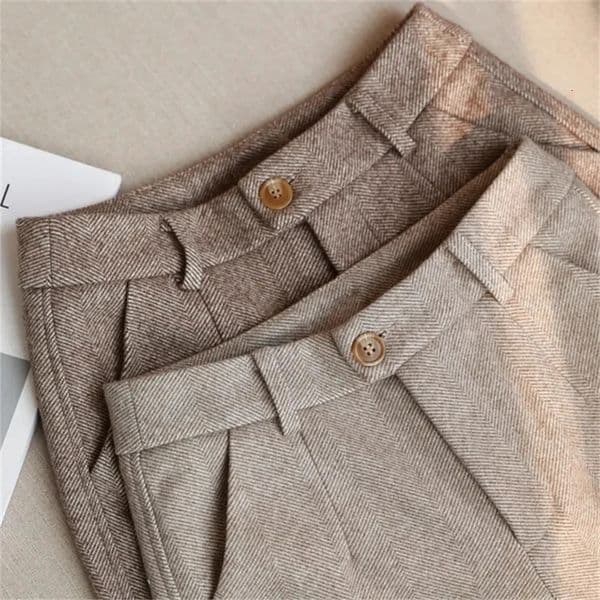 Woolen Pants Womens Harem Pencil Pants Autumn Winter High Waisted Casual Suit Pants Office Lady Women Trousers 240930