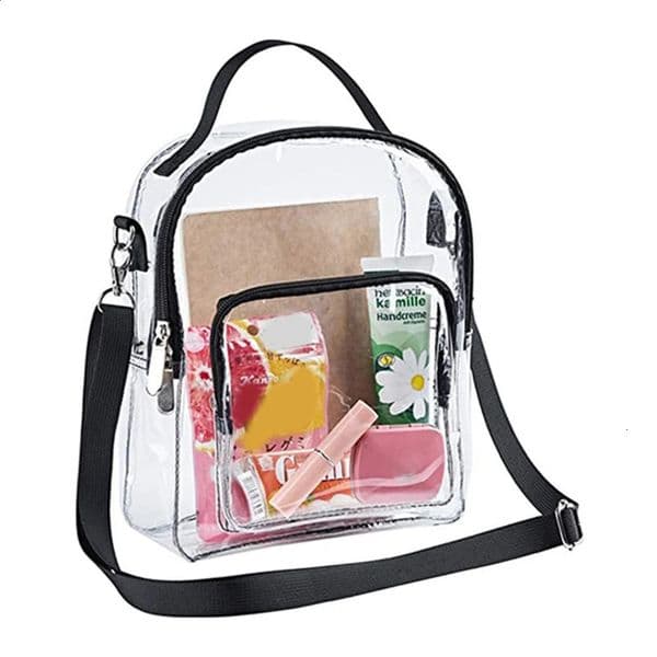 Ship from US PVC transparent top handle cross bag wallet zipper shoulder messenger handbag large capacity waterproof gym sports 250303FBB