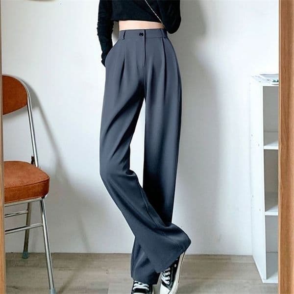 Capris Lucyever Spring Summer Women's Wide Leg Loose High Waist Casual Trousers Woman Korean Style Solid Office Straight Pants 230321 H260206