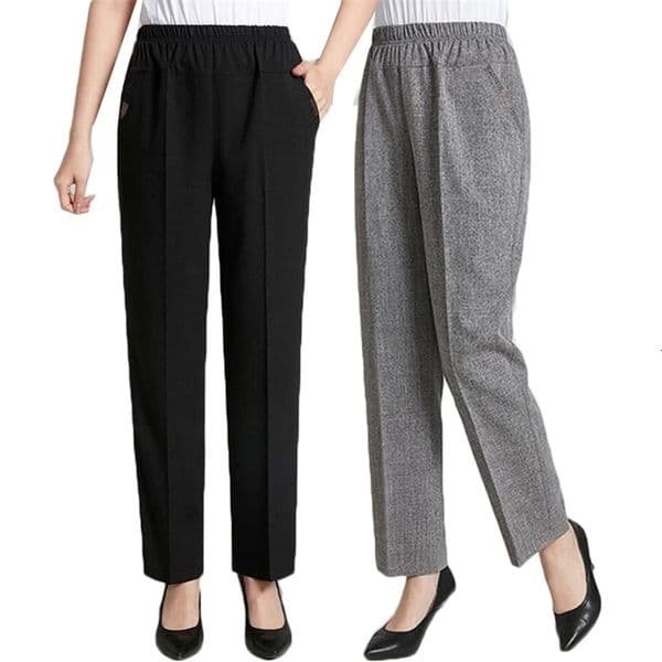 Women's Pants Capris Middle Aged Elderly Women's Trousers Spring Summer Thin Cotton And Linen Pants 6XL Mother's Elastic Waist Stretch Pant 230306