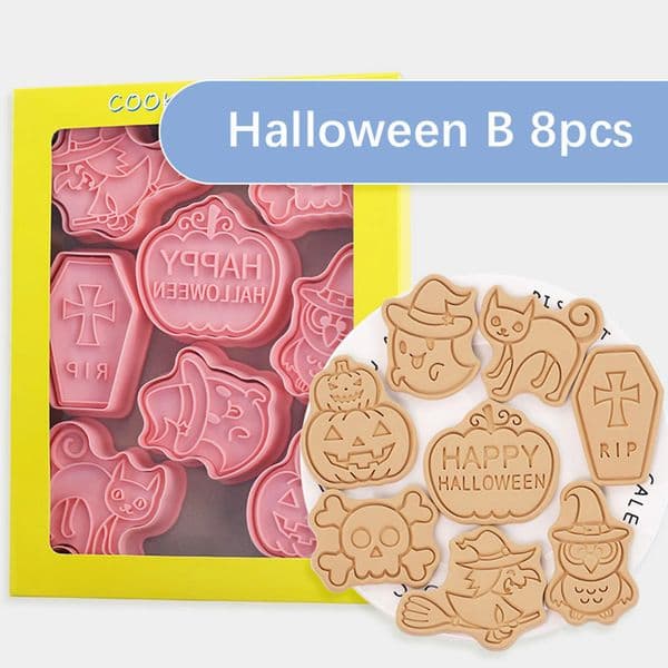 8Pcs Halloween Cookie Cutters 3D Pumpkin Ghost Biscuit Cutter Molds Kitchen Pastry Baking Tools Decoration 2024 250918BANJIA