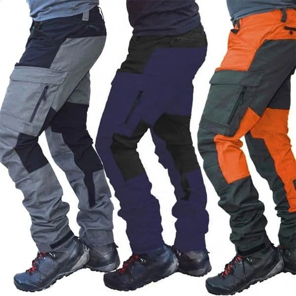 Men Fashion Color Block Multi Pockets Sports Long Cargo Pants Work Trousers 240814