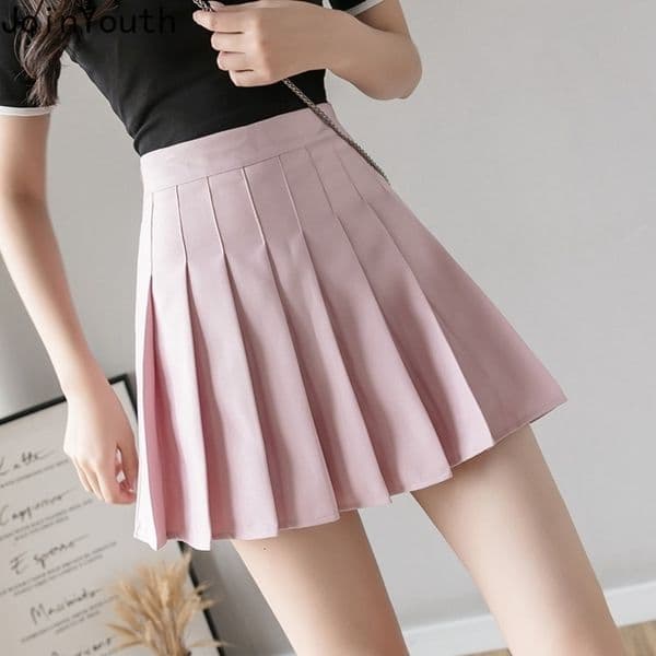 Joinyouth Sweet Mini Skirt Summer Plus Size High Waist Jupa Femme Roupas Fashion Pleated Short Faldas Kawaii Saia 7a1033 210303