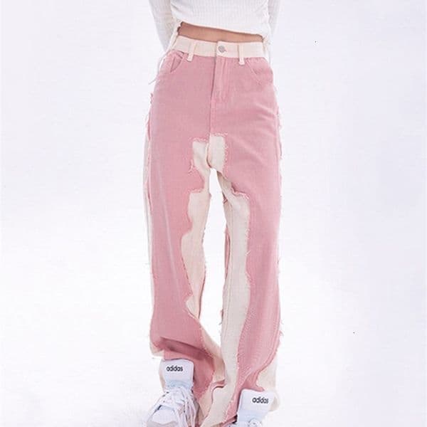 Women's Jeans Casual Hip Hop Fashion Y2K Pink High Waist Baggy Jeans Denim Women's Wide Leg Streetwear Vintage Straight Trouser Female Pants 230421