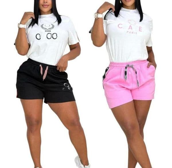 Luxurious Women's Tracksuits Summer Designer Embroidery Shorts Two Piece Sets Women neck Crop Top And Outfits Fashion Y2K Matching 2pcs Streetwear