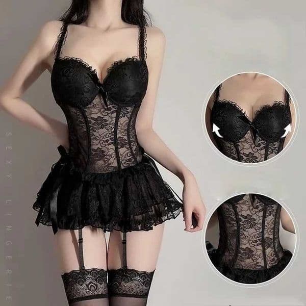 Hot Sexy Woman Lingerie Babydoll Maid Dress Uniform Costume Role Play Sexy Lingerie Cosplay Porno Costumes L251211