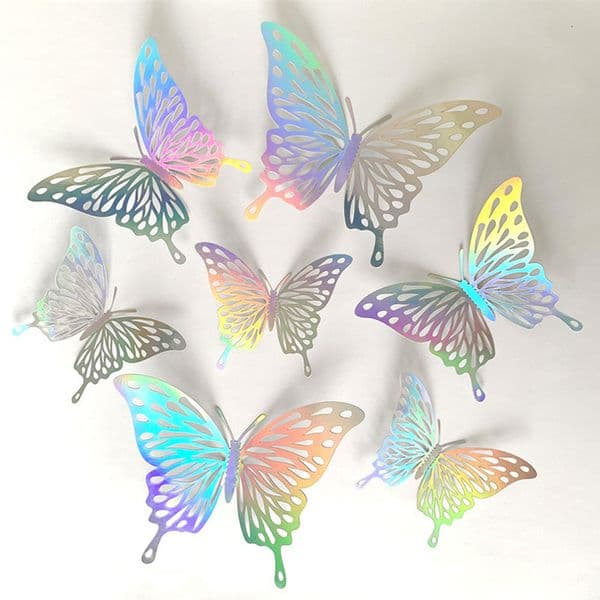 Wall Stickers 12Pcs 3D Butterflies Colorful Hollow Butterfly for Kids Rooms Home Fridge Decor DIY Art Mural Room Decoration 230808