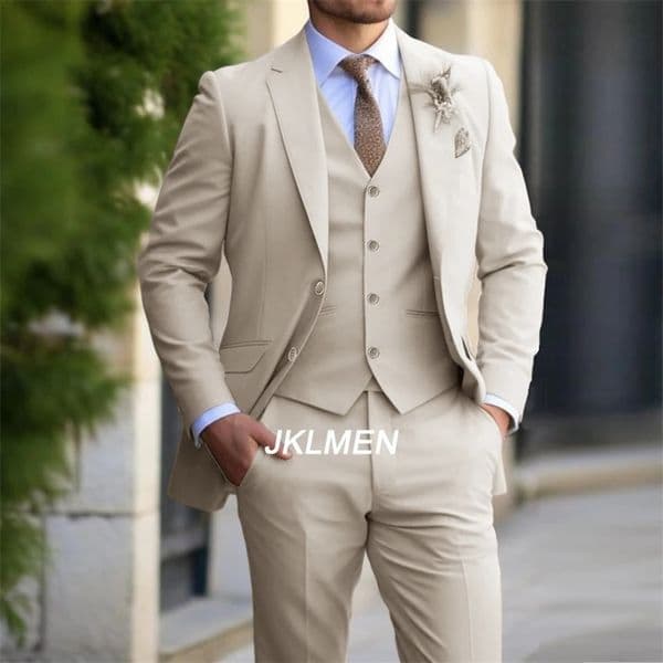 Classic mens 3-piece fashionable slim fit jacket vest pants set mens casual clothing formal business wedding dress 250224