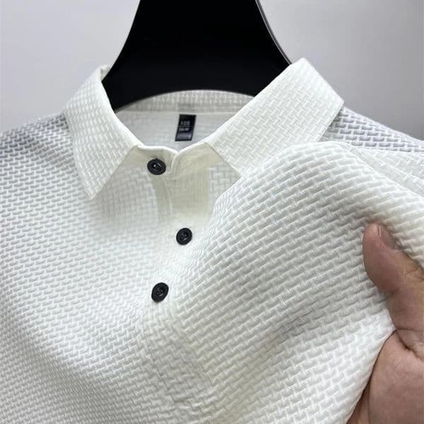 Mesh Comfy Mens Stretch Solid Short Sleeve Lapel Golf Shirt Summer Outdoor Gift For Men 240828