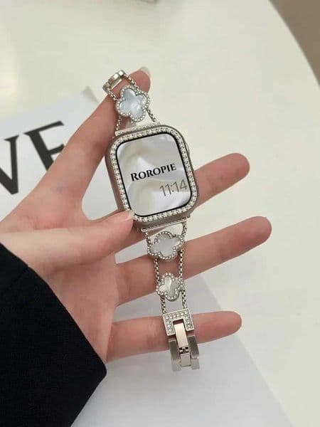 Metal StrapCase for Watch Band Ultra2 49mm 46 44 45 42 40 38 Series 10 9 8 7 SE 6 Women Diamond Bracelet Fourleaf Clover Z250924
