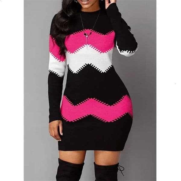 Womens Hip Spring Autumn Retro Stripe Befree Dress Big Sexy Bohemian Casual Party Elegant Dress Size Up 250117