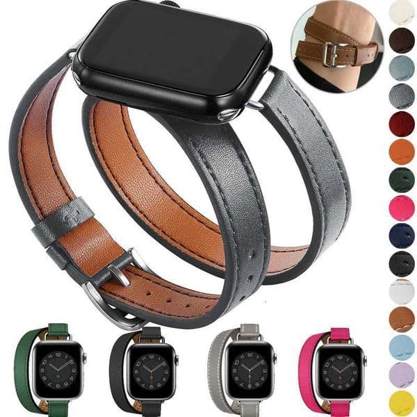 Double Tour leather Strap For Watch ultra band 49mm 45mm 42mm 44mm Series 8 7 6 Se 5 4 3 2 Iwatch 6 38mm 40mm Correa 41mm Z250924