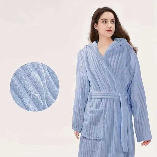 European Thick Warm Hooded Womens Bathrobe New Flannel Coral Fleece Sleepwear Robe Hot Winter Womens Kimono Loose Home Wear Z250924