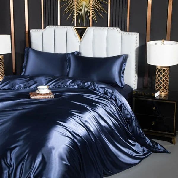 Monnom European Satin Duvet Cover Set Include Cove Flat Sheet and Pillowcases Double Single Size Bedding AU Queen 240712