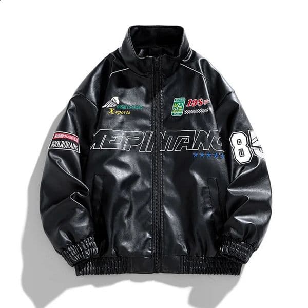 JSN259A2389 SpringSummer Motorcycle Clothing Fashion PU Leather Jacket Thin Coat Embroidery 240808