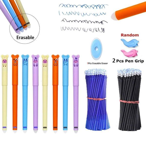 Bestseller Kawaii Erasable Gel Set Black Blue Ink Clicker Fine Point mm Ballpoint Pen For School office Writing Pens Supplies ddmySat