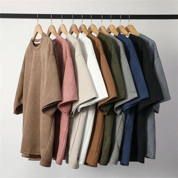 Summer Short Sleeve T-Shirt Mens Fashion 10 Colors Casual Suede T-Shirt Mens Street Loose O-Neck T-Shirt Mens Top S-4XL 240513