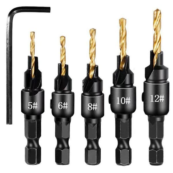 Woodworking Bit Titanium Coated Natural Color Hole Saw Chamfer Integrated Twist Countersink Drill Hex Shank