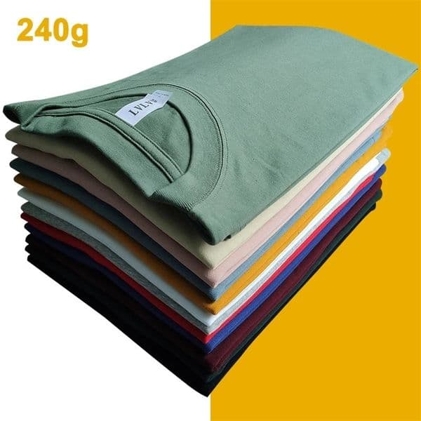 240g XS-4XL Men T-Shirts Male Summer Casual Tshirts Men Short Drop Shoulder Cotton Basic Plain Solid Tee Shirts Women Plus Size 240229
