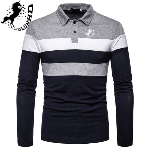 Men's Polos Autumn and Spring Summer Men Long Sleeve Printed Polo Shirt 230317