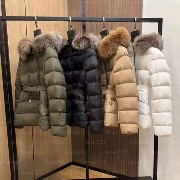 Women Hooded Down Jacket Winter Fur Collar Windproof Waterproof Thermal Warm White Duck Down Oversized Loose Casual Autumn Daily Streetwear Coat