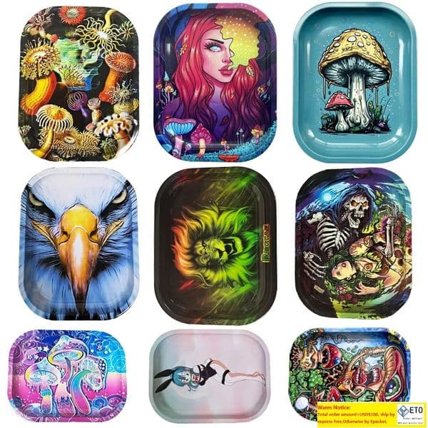 7x5.5inch New Styles Cartoon Rolling Tobacco Storage Case Smoking Rolling Trays 180mm*140mm Handroller Metal Tin Plate Dry Herb Smoke Grinder Accessories LL