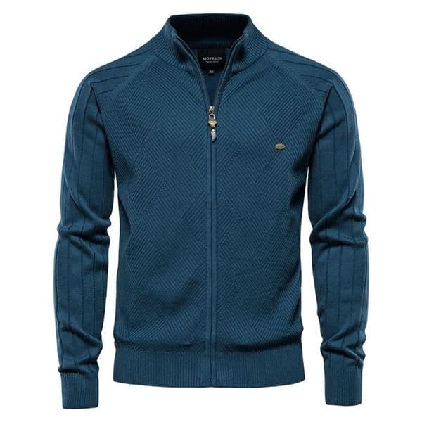 AIOPESON Argyle solid color mens cardigan wool sweater casual high-quality zipper cotton winter mens sweater fashionable basic mens cardigan wool sweater 241031