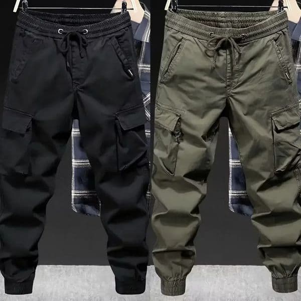 Trendy Casual Cargo Pants Mens Loose Fit Solid Color American Style for Spring Autumn 250122BJ
