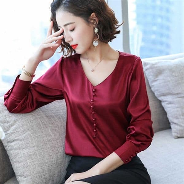 Womens Tops and Blouses Spring Casual Silk Blouse Loose Long Sleeve Shirts For Women Blusas Feminina Plus Size XXXL 210531