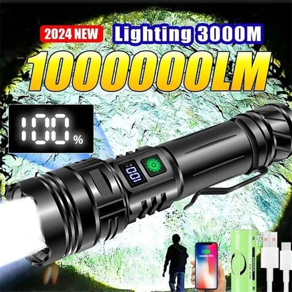 2026 new High Power GT10 LED Flashlight Type-C USB Rechargeable Long Range Tactical Torch Strong Outdoor Super Bright Flash Light 250210 fre