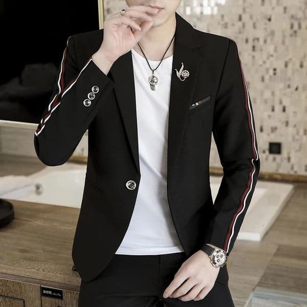 Fashion everything suit western pants mens Korean version slim youth spring casual solid color twopiece career 240412