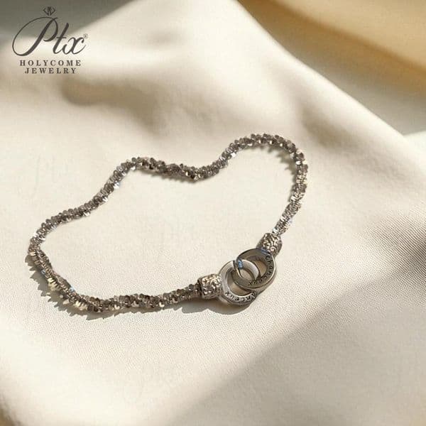 Dainty Silver Tone Chain Bracelet with Unique Circle Clasp Elegant Adjustable Layering Bracelet for Women Minimalist Jewelry Gift for Her